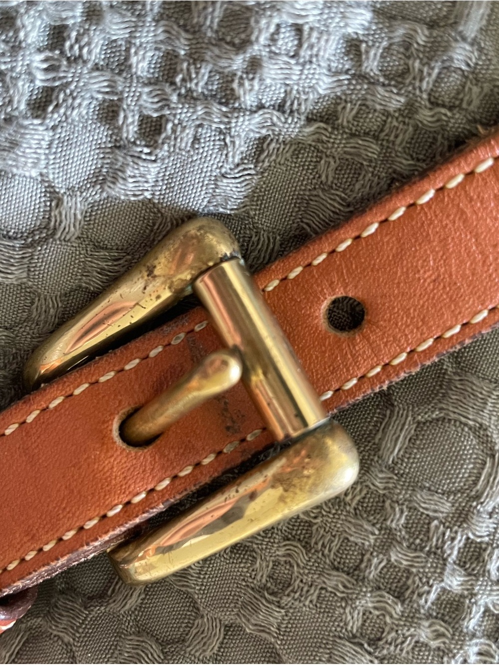Dooney & Bourke Beige Pebbled Leather Crossbody with Tan Trim - Picture 12 of 16